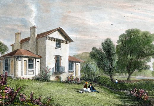 Sandycombe Lodge, Twickenham, Villa of J.M.W. Turner, Esq., R.A. (detail; 1829), engraving by W.B. Cooke for Thames Scenery after a drawing (c. 1814) by William Havell. Turner's House Trust