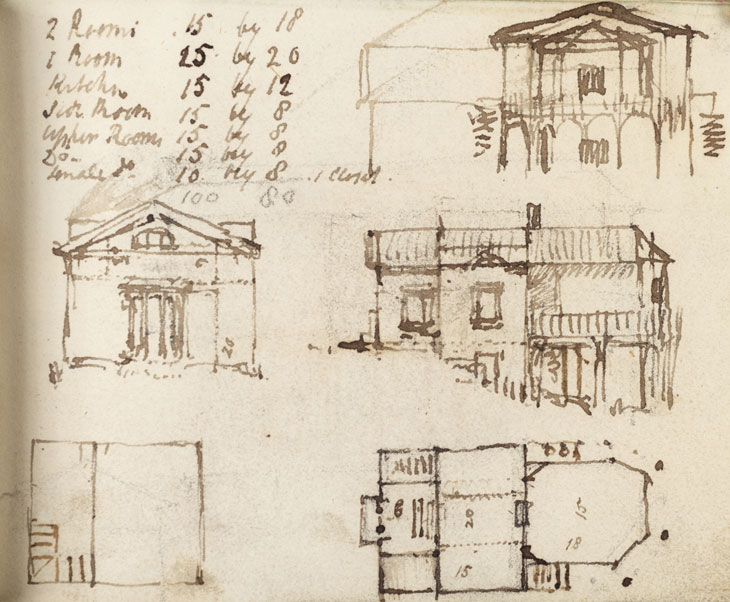 Unexecuted elevations and plans for Sandycombe Lodge (c. 1809–11), J.M.W. Turner. © Tate, London 2012