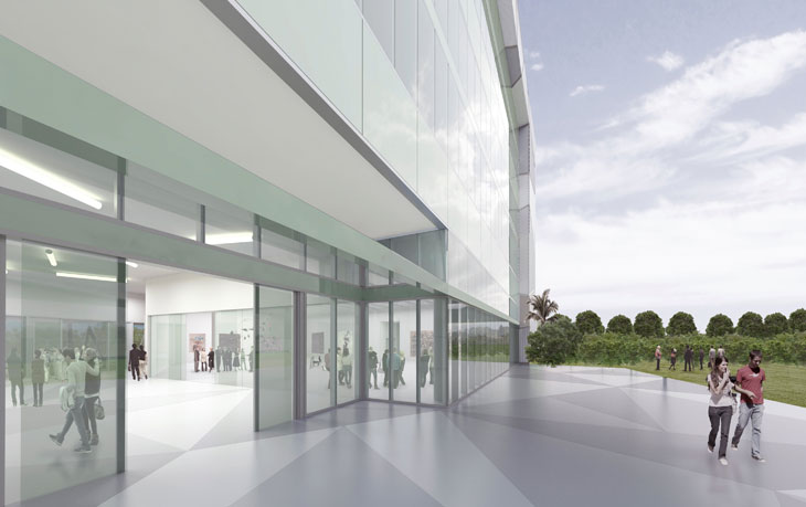 Artist rendering of ICA Miami, North Facade. Courtesy of Aranguren & Gallegos Arquitectos and Wolfberg Alvarez