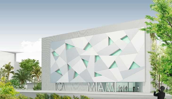Artist rendering of ICA Miami, South Facade. Courtesy of Aranguren & Gallegos Arquitectos and Wolfberg Alvarez