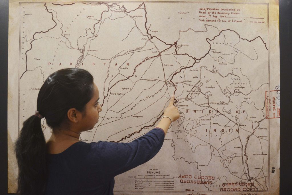 A visitor looks at a map of the India-Pakistan boundaries as fixed by the boundary commission on 17 August, 1947 at the Partition Museum in Amritsar. NARINDER NANU/AFP/Getty Images