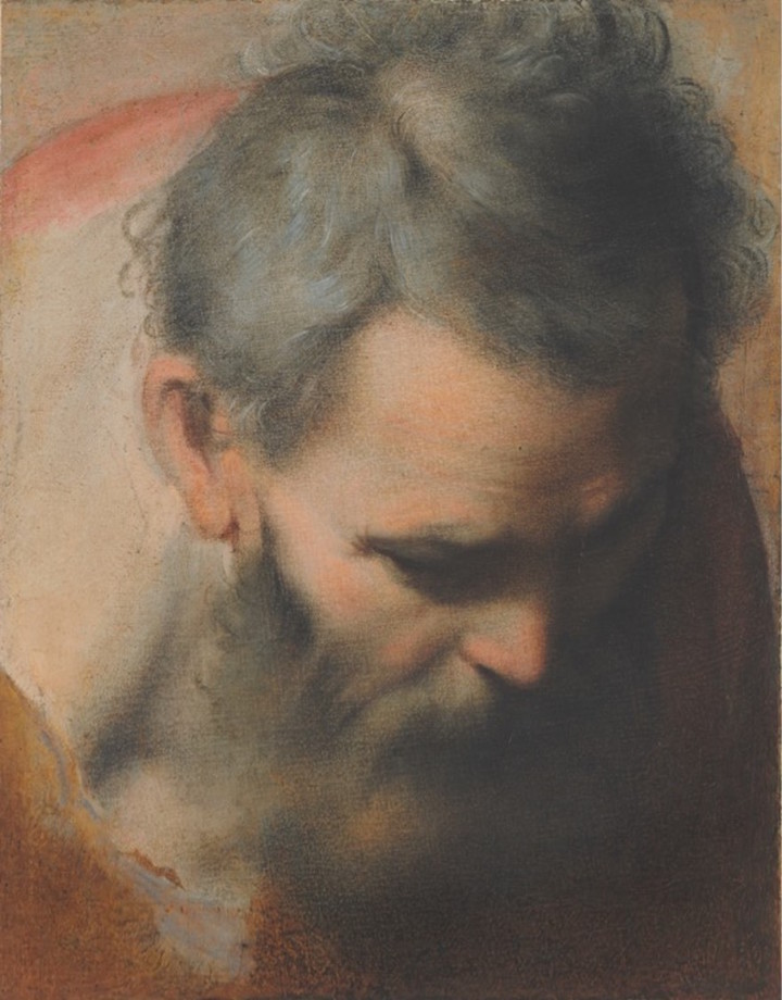 Study for the Head of St. Joseph (ca. 1586), Study for the Head of St. Joseph. Courtesy of J. Paul Getty Trust