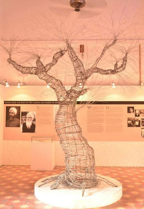 Tree of Hope at the museum's soft opening on 24 October 2016. Visitors are encouraged to write their memories and comments on paper leaves and hang them on the branches. Photo courtesy Partition Museum