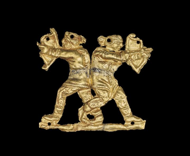 Gold applique showing two archers back to back, Kul Oba, 400–350 BC. © The Trustees of the British Museum