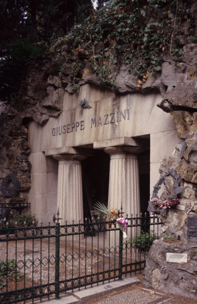 The tomb of Giuseppe Mazzini in the monumental cemetery of Staglieno, Genoa.
