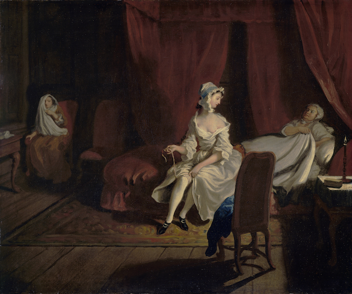 Pamela in the Bedroom with Mrs Jewkes and Mr B. (from Four Scenes from Samuel Richardson’s Pamela; 1743–44), Joseph Highmore. © Tate, London 2015