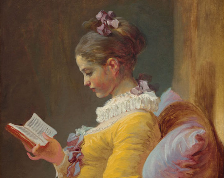 Young Girl Reading (detail; c. 1769), Jean Honoré Fragonard. National Gallery of Art, Washington