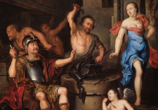 The Forge of Vulcan (detail; 17th century), attributed to Ary de Vois. Abingdon Guildhall