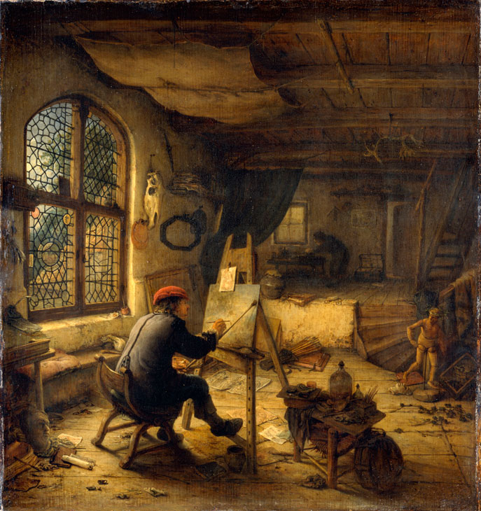 The painter in his workshop (1663), Adriaen van Ostade. © bpk, Staatliche Kunstsammlungen Dresden. Photo: Hans-Peter Klut