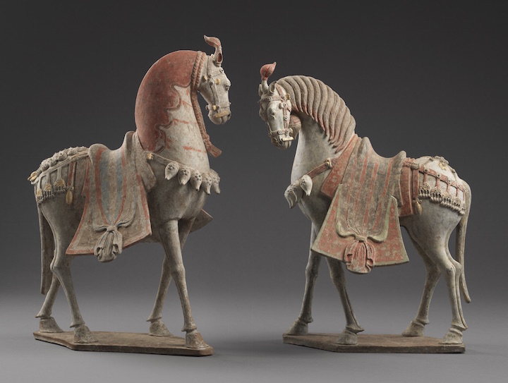 Pair of caparisoned horses, China, Northern Qi period (550–577 AD), ht. 63cm. Eskenazi (price on application)