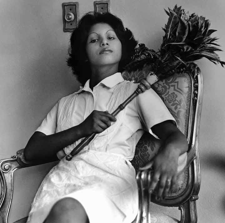 Edita [the one with the feather duster], Panama (from the series Servitude; 1977), Sandra Eleta. Courtesy of Galería Arteconsult S.A., Panama. © the artist