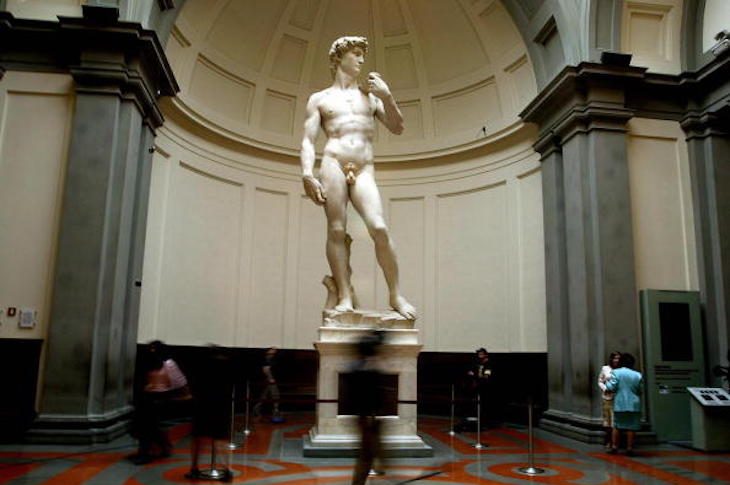 Michelangelo's marble statue of 'David', pictured at the Galleria dell'Accademia in Florence on 24 May 2004.