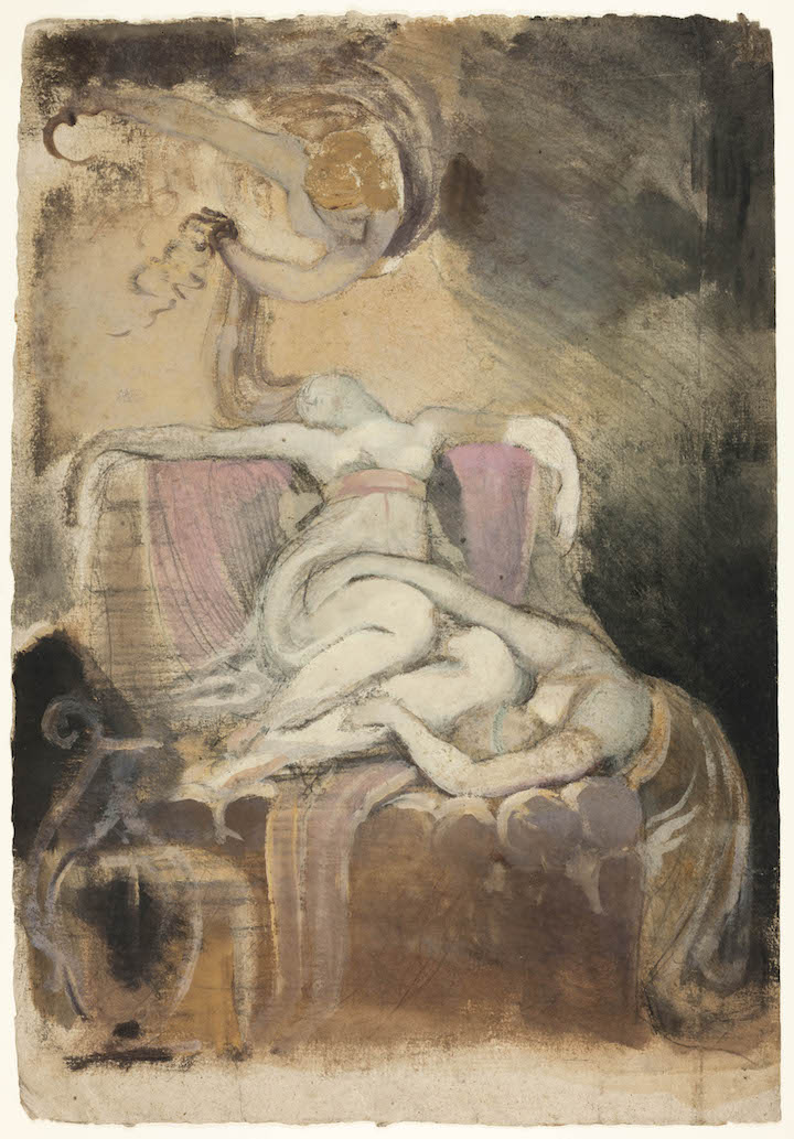 Sketch for 'Dido on the Funeral Pyre' (recto); Erotic Sketch of Man and Woman (verso), c. 1781, Henry Fuseli. Courtesy of The Art Institute of Chicago