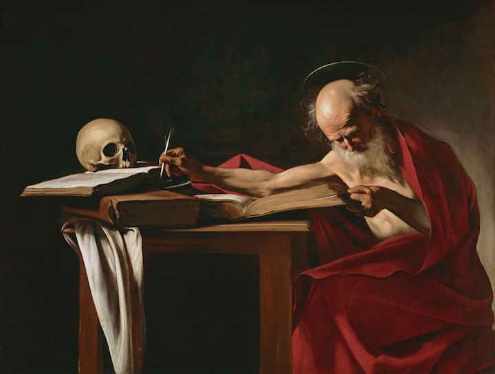 Saint Jerome (c. 1605–06), Caravaggio. Ministero dei Beni e delle Attività Culturali e del Turismo–Galleria Borghese