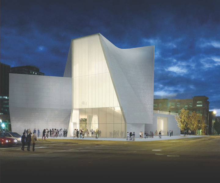 Rendering of the Broad Street entrance of VCU's Institute for Contemporary Art at the Markel Center. © Steven Holl Architects and the Institute for Contemporary Art, VCU 