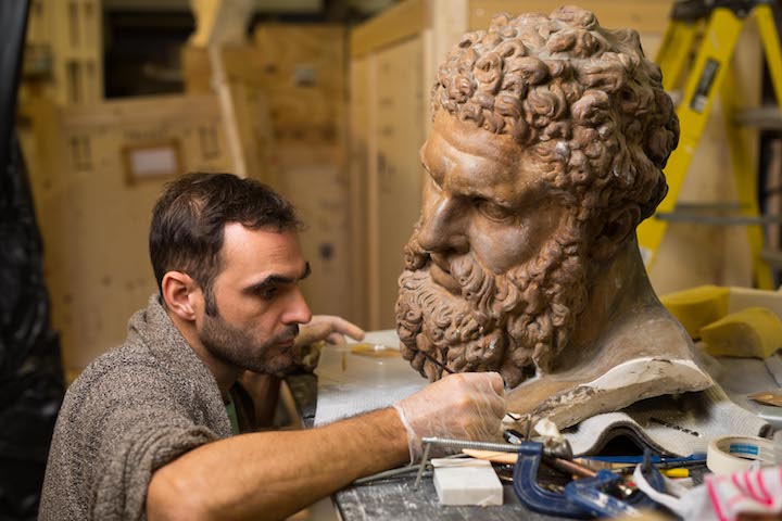 Conservation of the Farnese Hercules plaster cast. © Royal Academy of Arts, London; Photo: David Parry