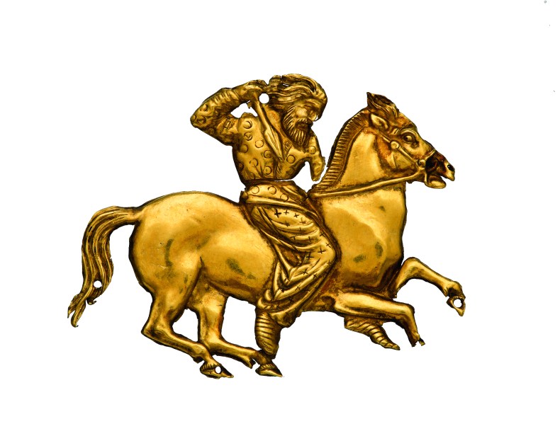 Gold plaque depicting a Scythian rider with a spear in his right hand, (second half of the 4th century BC), Kul’ Oba, State Hermitage Museum, St Petersburg,