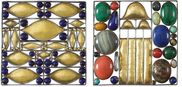 Pair of brooches, 1907, designed by Josef Hoffmann. Courtesy Neue Galerie, New York