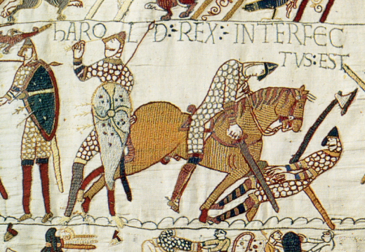 A detail from the Bayeux Tapestry depicting the death of King Harold