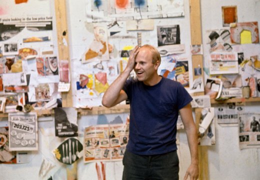 James Rosenquist in his studio with source materials, 1966