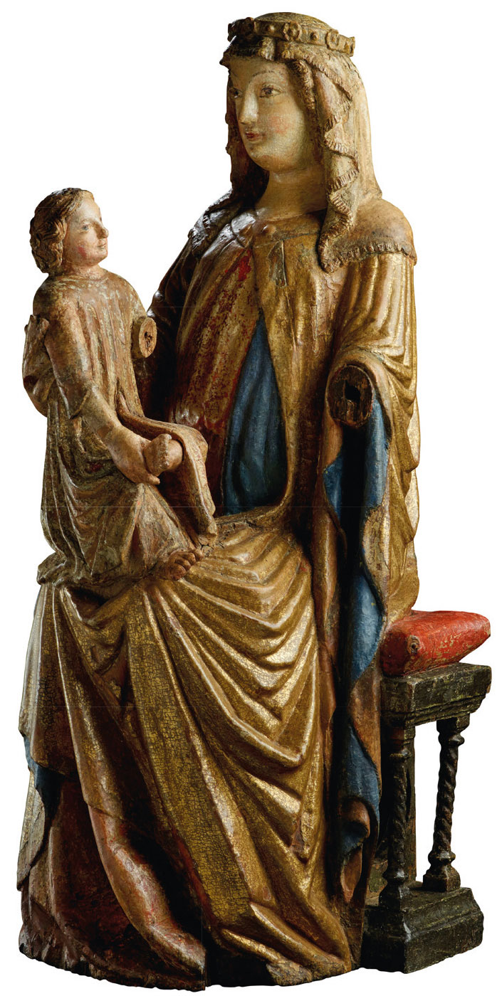 Madonna Enthroned with Child (c. 1320–30), attrib. to the Master of the Aufkirchen Saint Peter Enthroned. De Backker Medieval Art (€285,000)