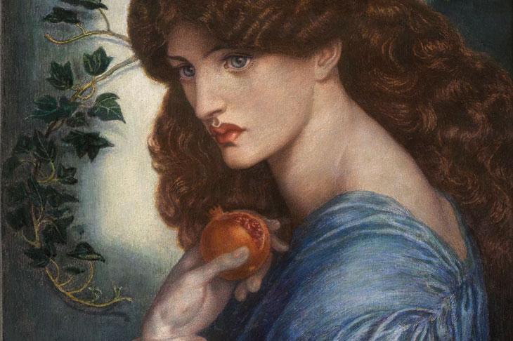 Proserpine (detail; 1878), Dante Gabriel Rossetti. Agnews (price on application)