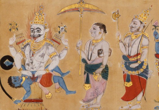 Detail of a scroll drawing showing the ten avatars of Vishnu, c. 1771–79, Andhra Pradesh, India. © Victoria and Albert Museum