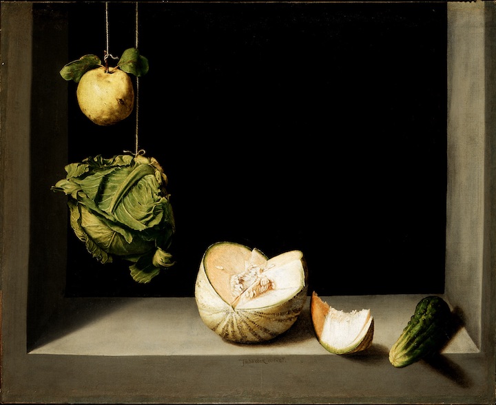 Quince, Cabbage, Melon and Cucumber (ca. 1602), Juan Sánchez Cotán. © The San Diego Museum of Art