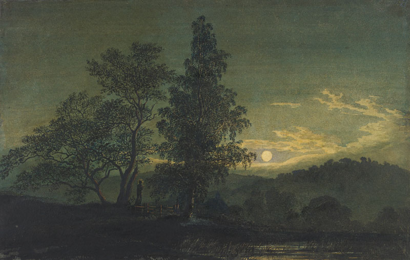 Moonlit Landscape (detail; before 1808), Caspar David Friedrich. Thaw Collection, Morgan Library & Museum, New York