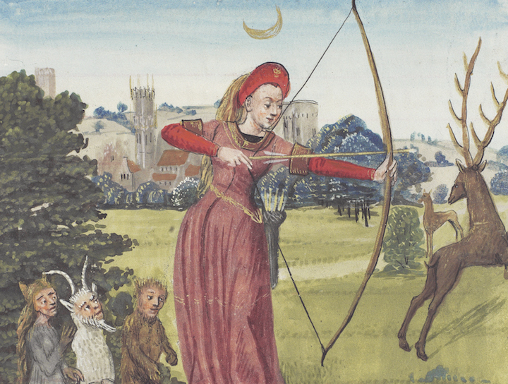 Detail of Diana hunting in Ovid's Metamorphoses. Courtesy of the Royal Bible Library