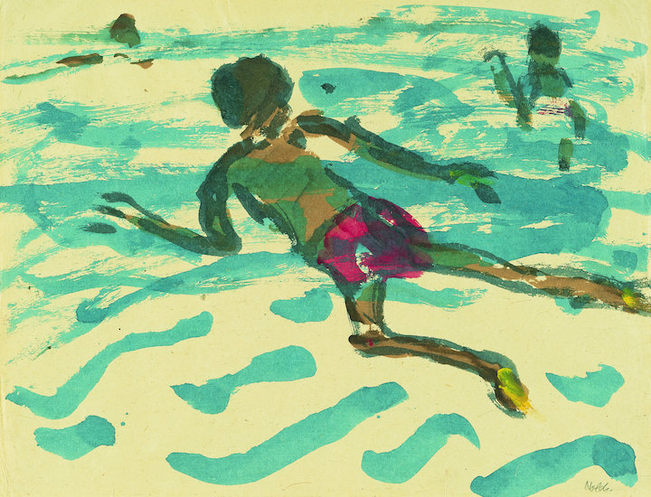 Aboriginal man swimming (detail; 1914), Emil Nolde. © Nolde Stiftung Seebüll