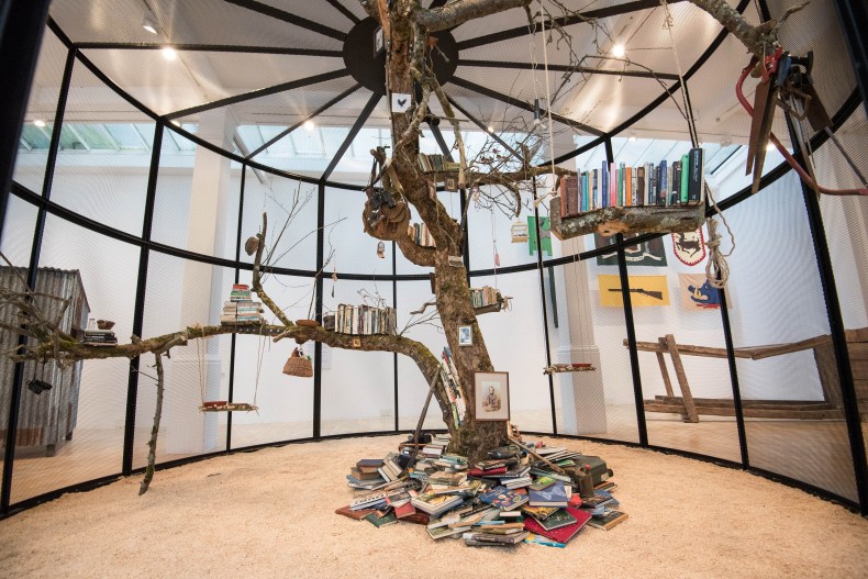 View of Mark Dion’s 'Library for the Birds of London' (2018) at the Whitechapel Gallery, London, photo: © Jeff Spicer/PA Wire