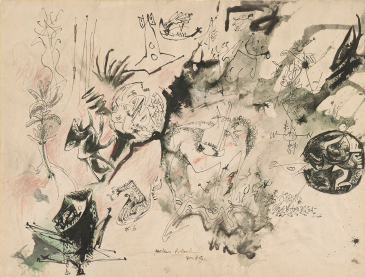 Untitled [Drawing for P.G.] (c. 1943), Jackson Pollock. Thaw Collection, Morgan Library & Museum, New York