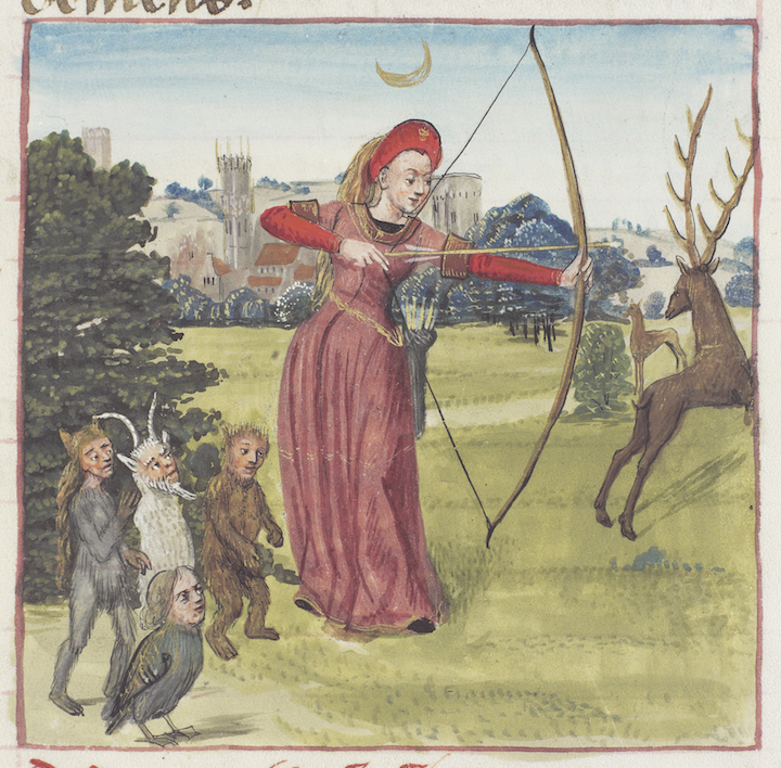 Detail of Diana hunting in Ovid's Metamorphoses. Courtesy of the Royal Bible Library
