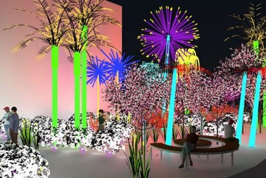 Visualisation for ‘Contrary Life: A Botanical Light Garden Devoted to Trees’ (2018), by Alia Farid and Aseel AlYaqoub, commissioned by Art Jameel, courtesy the artists
