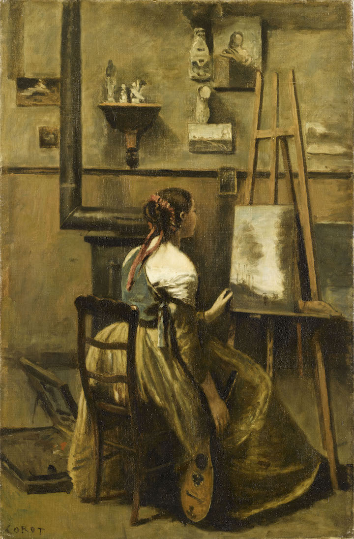 L'Atelier de Corot. Jeune femme assise devant un chevalet (c. 1873), Jean-Baptiste Camille Corot. Photo © RMN-Grand Palais (musée du Louvre) / René-Gabriel Ojéda 