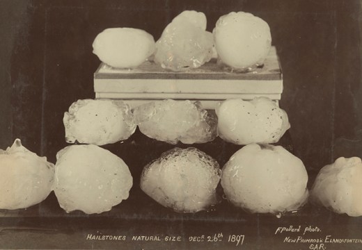 Hailstones, natural size (1897), F. Pollard. Courtesy Archive of Modern Conflict, London