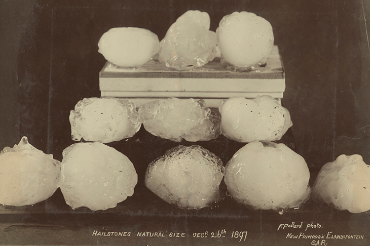 Hailstones, natural size (1897), F. Pollard. Courtesy Archive of Modern Conflict, London