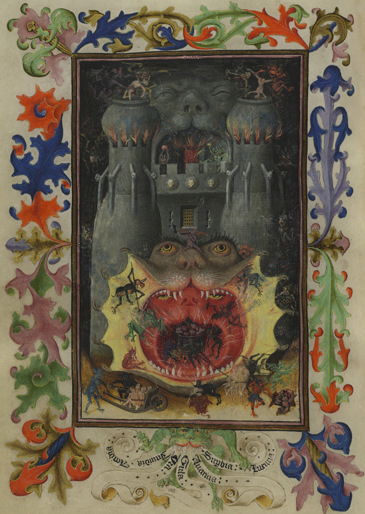 Hell, Hours of Catherine of Cleves (c. 1440), illuminated for Catherine of Cleves, duchess of Guelders, by the Master of Catherine of Cleves. The Morgan Library & Museum.