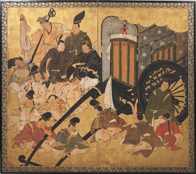 Two-panel screen depicting the Sekiya ('Gatehouse') scene from the Tale of Genji (18th century), probably Kano School. Sydney L. Moss, £75,000 