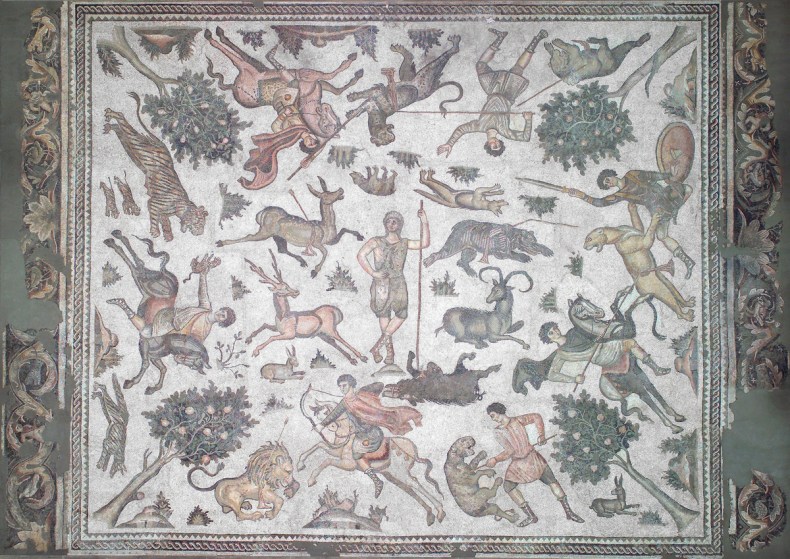 'Worcester Hunt Floor Mosaic', 6th century AD, Roman, excavation of Antioch and vicinity, Worcester Art Museum, Massachusetts