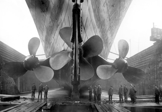 The Titanic in dry dock