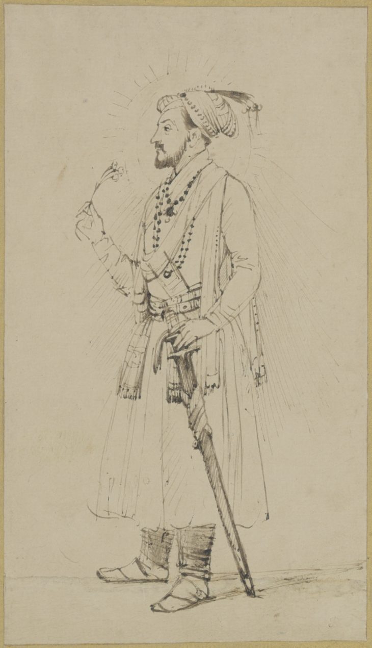 Shah Jahan, Standing with a Flower and Sword, Rembrandt van Rijn