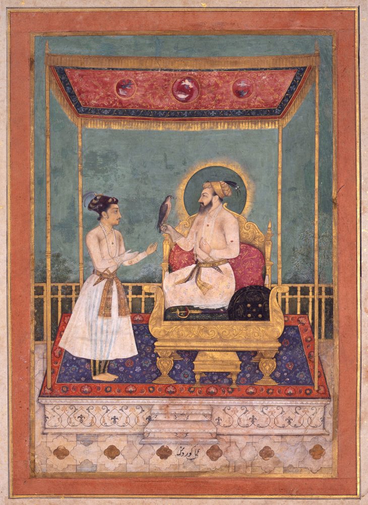 Shah Jahan accepts a falcon from Dara Shikoh, Indian (Mughal)