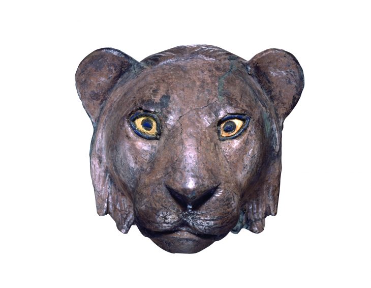 Lion head from the Royal Cemetery of Ur, (c. 2450 BC), Sumerian, University of Pennsylvania Museum of Archaeology and Anthropology, Philadelphia