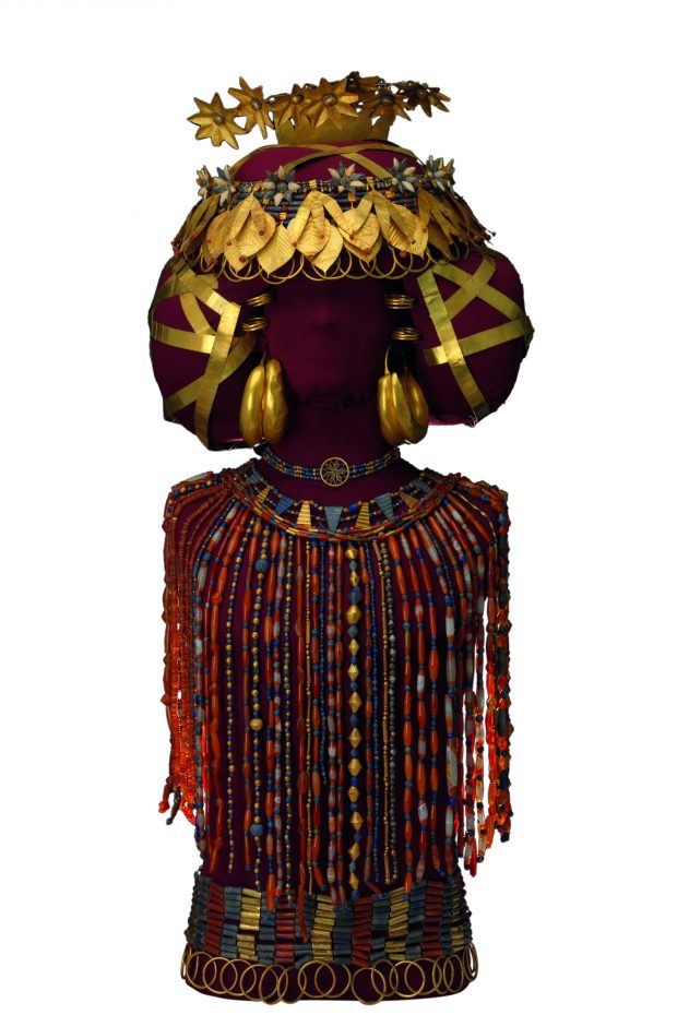 Queen Puabi's headdress, beaded cape, and jewellery from the Royal Cemetery of Ur, (c. 2450 BC), Sumerian, University of Pennsylvania Museum of Archaeology and Anthropology, Philadelphia