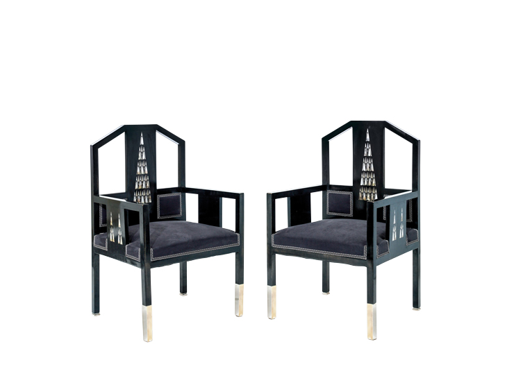 A pair of armchairs, Josef Urban and Sándor Járay