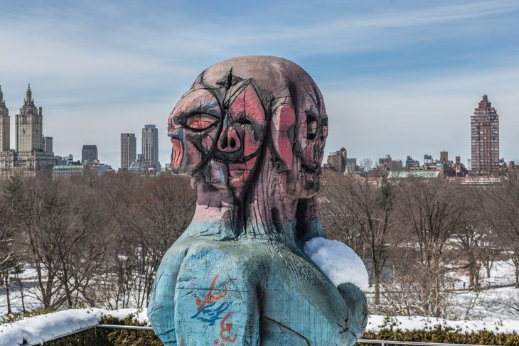 Installation view of ‘The Roof Garden Commission: Huma Bhabha, We Come in Peace’ at the Metropolitan Museum of Art, New York.
