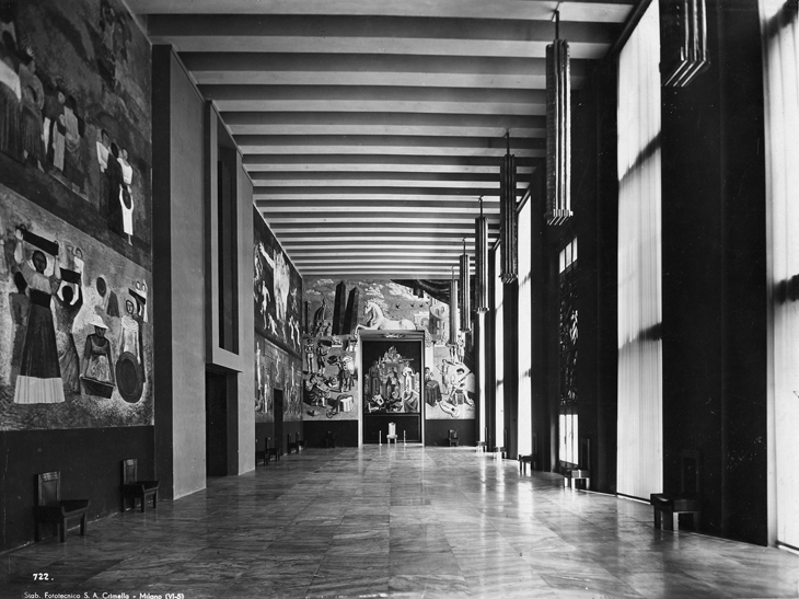 Installation view, Salone delle Cerimonie, V Triennale di Milano, 1933. Works by Sironi, Severini, De Chirico, Campigli and Funi. 