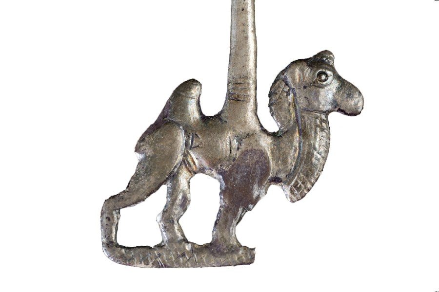 Ornamental needle depicting a Bactrian camel (18–15th century BC), Gonur Depe. Turkmenistan State Museum, Ashgabat.